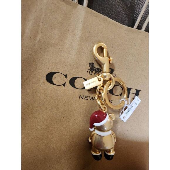 Coach Santa Bear purse charm - Picture 3 of 9